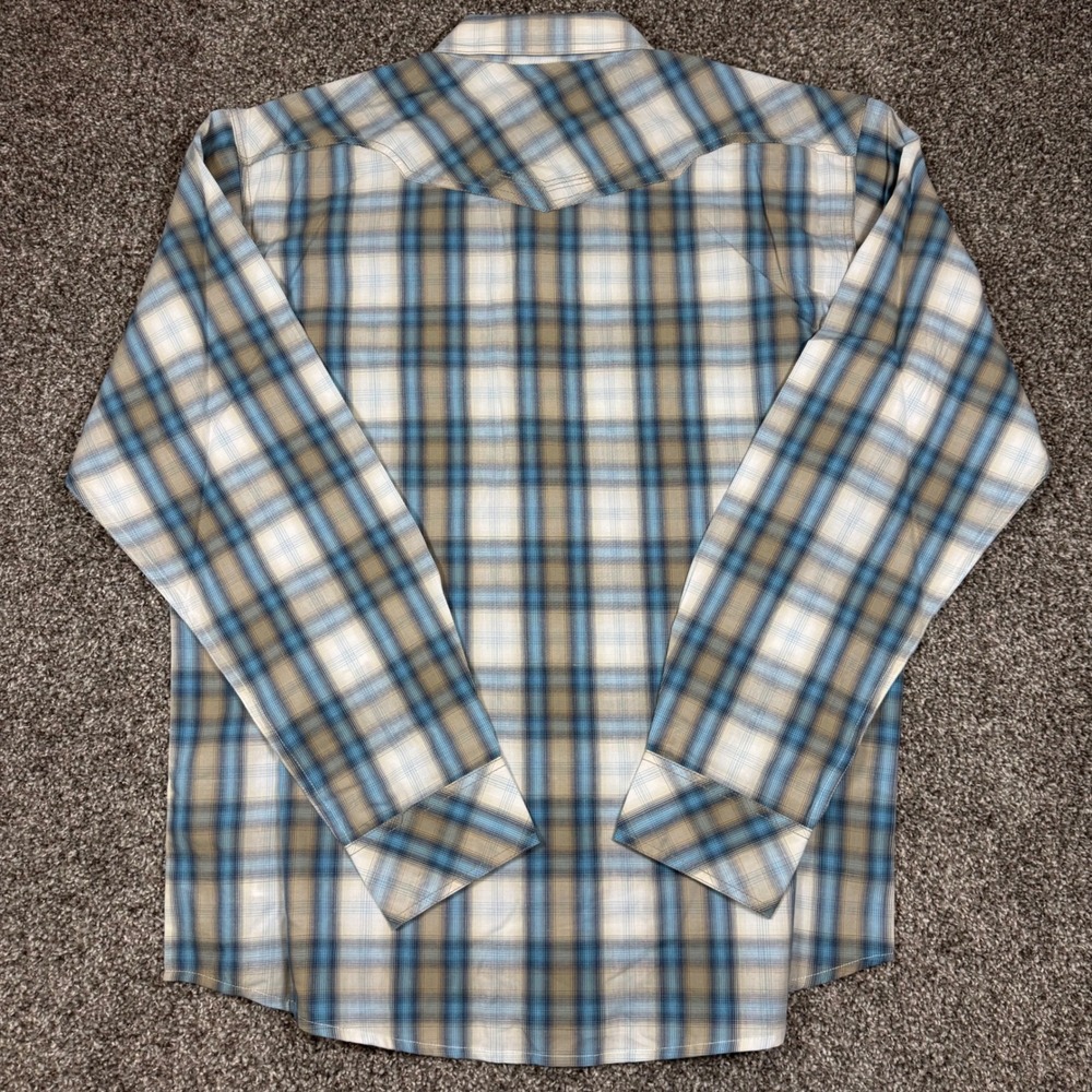 Ariat Mens Orlando Retro Fit Western Pearl Snap Plaid Shirt Mill Stone 10022722 - Picture 8 of 8